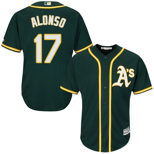 Athletics #17 Yonder Alonso Green Cool Base Stitched Youth MLB Jersey - Click Image to Close